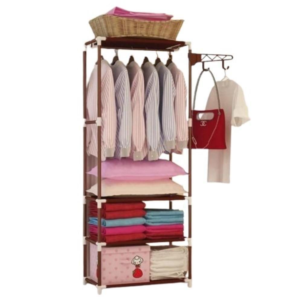 Guarda Roupa Portatil Arara Roupas Cabideiro 3 Prateleiras Organizador Armario Brinquedos Praia - 1