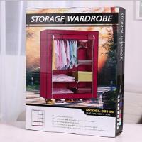 Guarda Roupa Duplo Cabideiro Arara 5 Prateleiras Armario Compacto Organizador Portatil Vermelho - 5