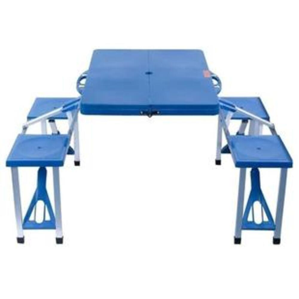 Mesa Camping Praia Com 4 Cadeiras Dobravel Vira Maleta Portatil Mesinha Picnic Pesca Estudo Crianças Com Banquinhos - 2