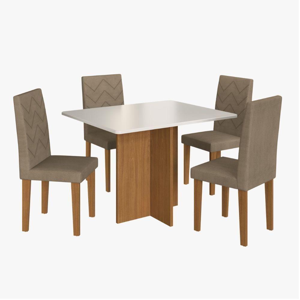Mesa De Jantar 4 Cadeiras Freijó-off White Miami Indekes Ni - 2