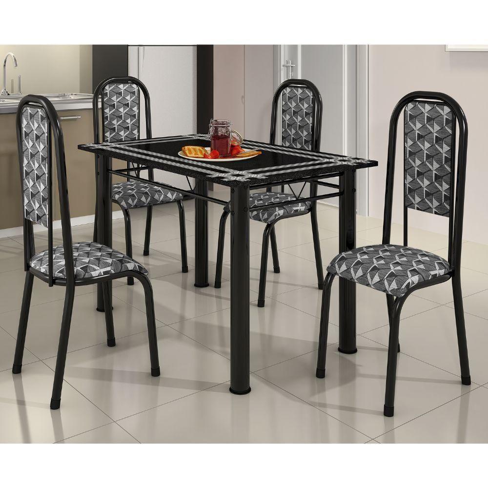 Mesa De Jantar 4 Cadeiras Preto Mosaico Bm Tubulares - 1