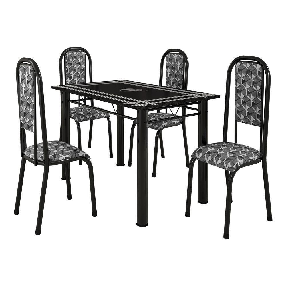 Mesa De Jantar 4 Cadeiras Preto Mosaico Bm Tubulares - 2