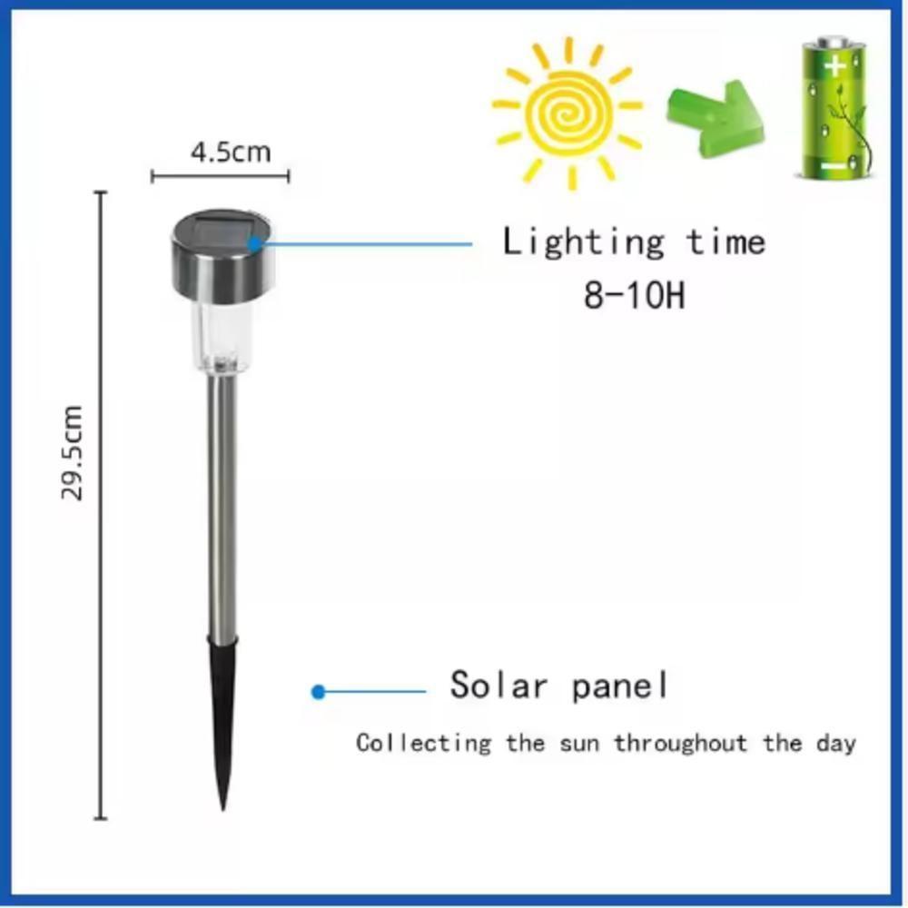 Luminaria Solar Balizadora Espeto Jardim Led Automatica Em Inox Lampada Poste Recarregavel Luz Decoração - 4