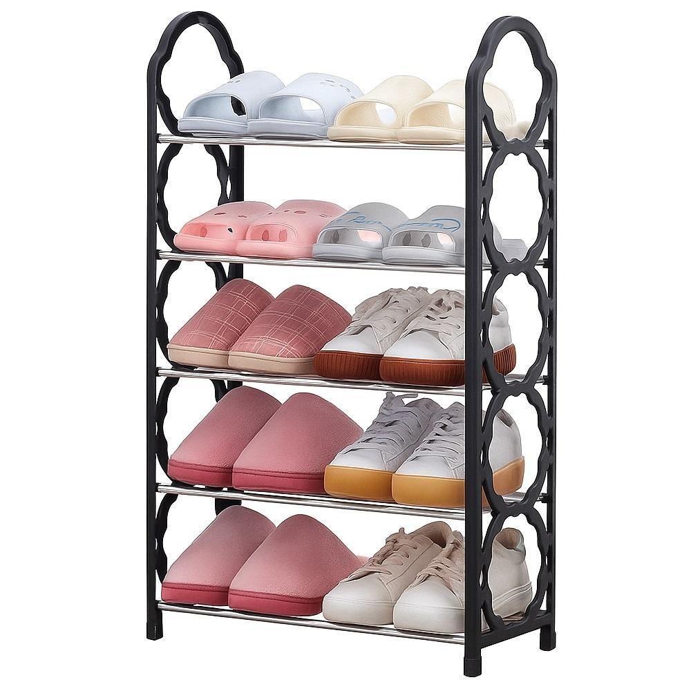 Prateleira Sapateira Vertical Multiuso Organizador Grande 10 Pares Closet Sala Lavanderia Preto Estante 5 Prateleiras - 1