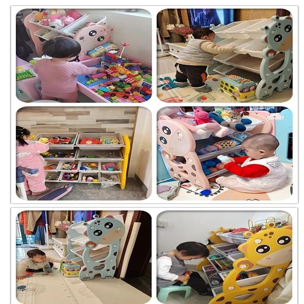 Organizadora Infantil Estante Brinquedos Caixa Bau Armario Quarto Bebe Multiuso Porta Treco Girafa Amarelo - 4