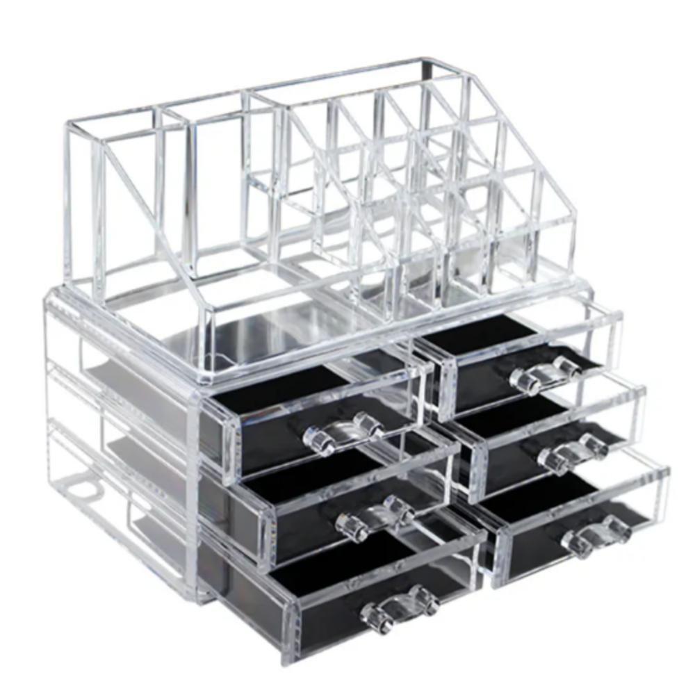 Organizador Maquiagem 6 Gavetas Acrilico Grande 17 Divisorias Porta Batom Cosmeticos Pinceis Caixa Esmalte Joias - 2