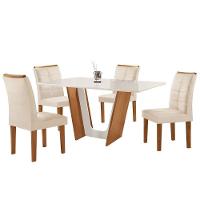 Mesa De Jantar 4 Cadeiras Tampo De Vidro Cinamomo-off White Florença-villa Rica Cel Móveis - 2