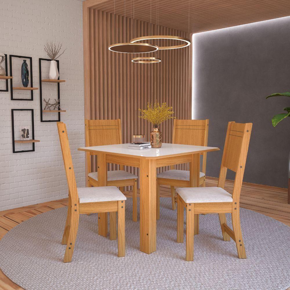 Mesa De Jantar 4 Cadeiras Freijo-off White Lisboa Indekes - 1