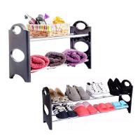 Sapateira 12 Pares Grande Ampliável Empilhável Estante Desmontável 4 Prateleiras Em Alumínio Organizadora Preta