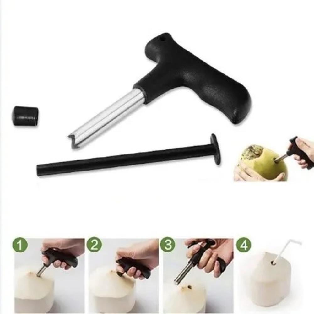 Abridor De Coco Com Furador Profissional Inox Manual Fura Tudo Multiuso Bar Barraca - 6