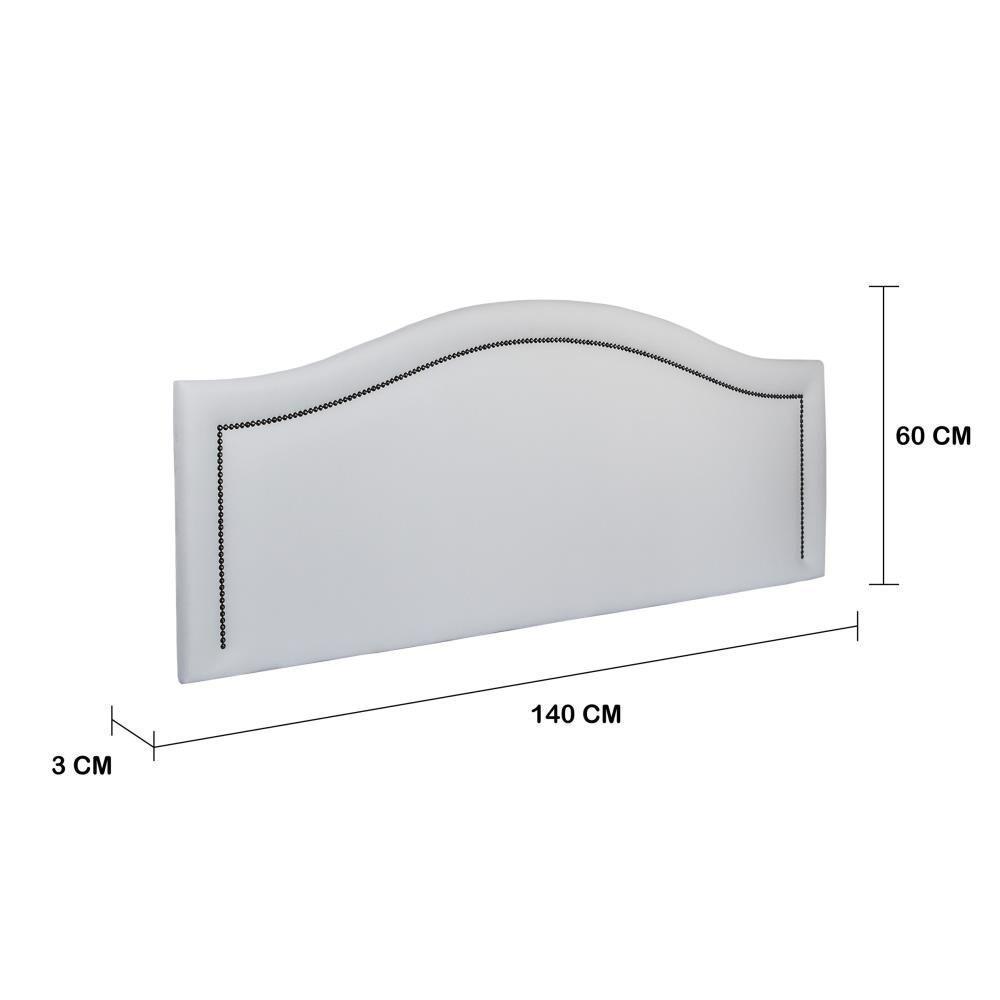 Cabeceira Casal Curva Luxo 140x60 Courino Branco - Tachas Fumê - 2