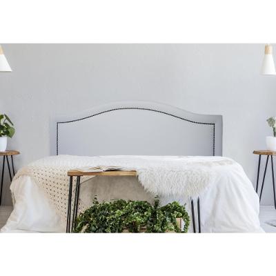 Cabeceira Casal Curva Luxo 140x60 Courino Branco - Tachas Fumê