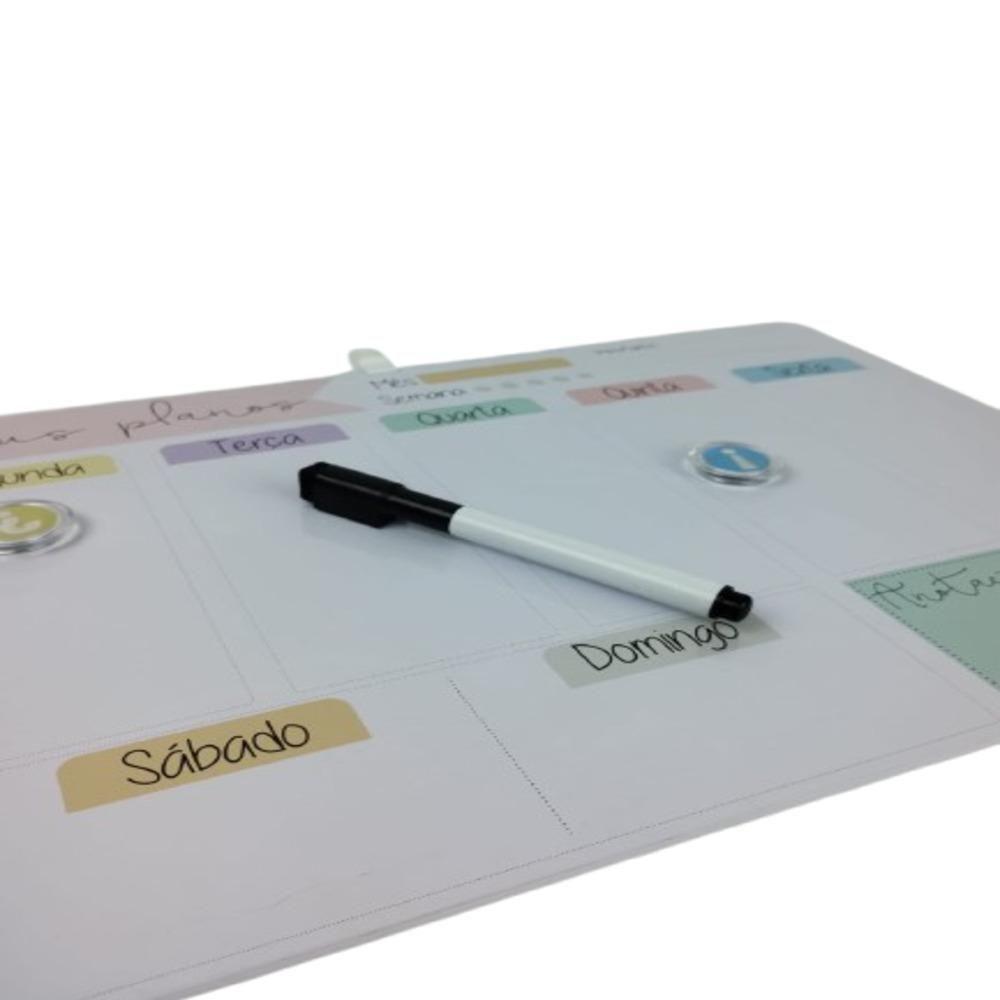 Lousa Magnética Planejamento Mensal Quadro Planner Semanal Tarefas Anotações Mural Planejador Diário Com Ímãs - 5