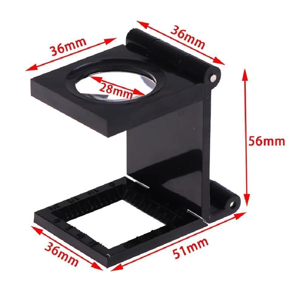 Lupa Conta Fios 10x Mini De Mesa Bancada Suporte Dobrável Lente Óptica 28mm Com Escala Profissional Portátil Bolso - 6