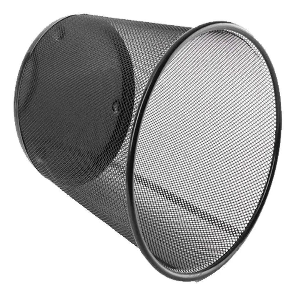 Lixeira Escritorio Cesto Metal Aramado Grande 12 Litros Telado Casa Quarto Multiuso Cor:preto - 1