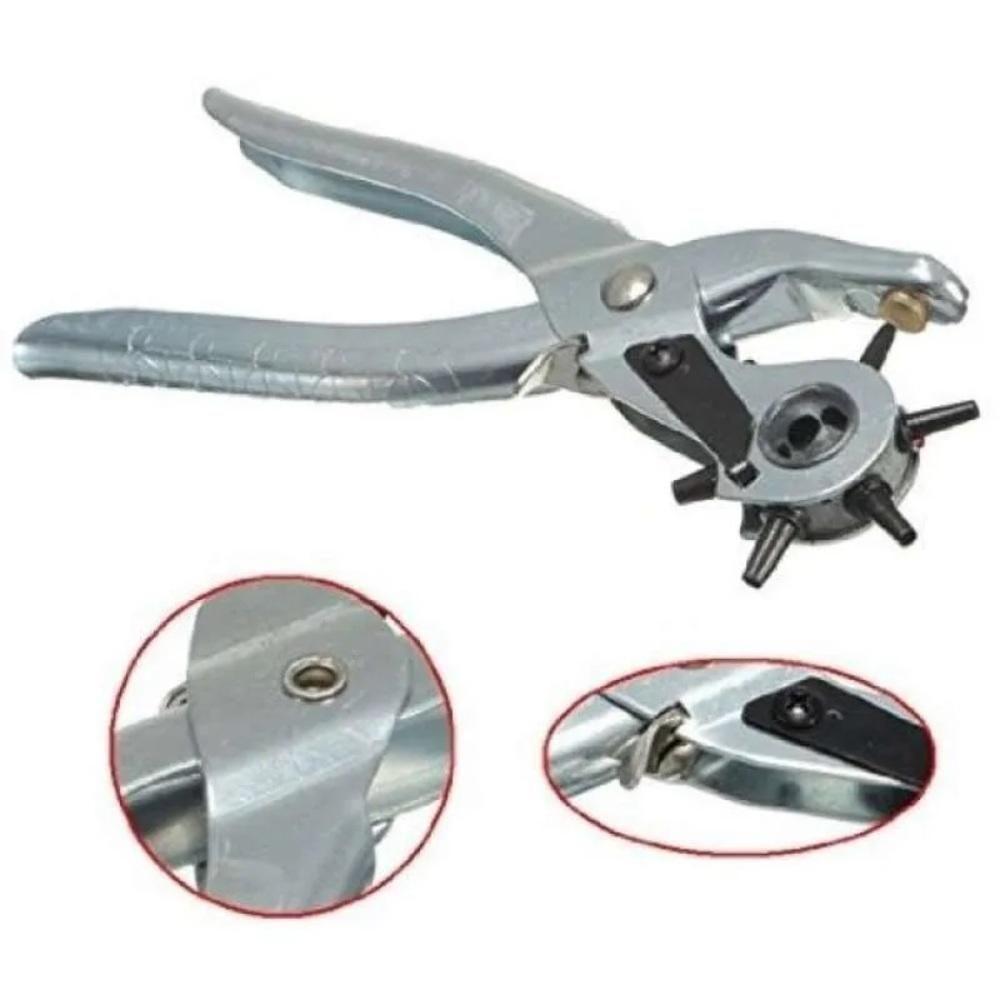 Kit Alicate Furador Vazador Ilhoses 2 Em 1 Furador Cinto Couro Ajuste Com 100 Ilhos 6 Medidas Profissional Completo - 5