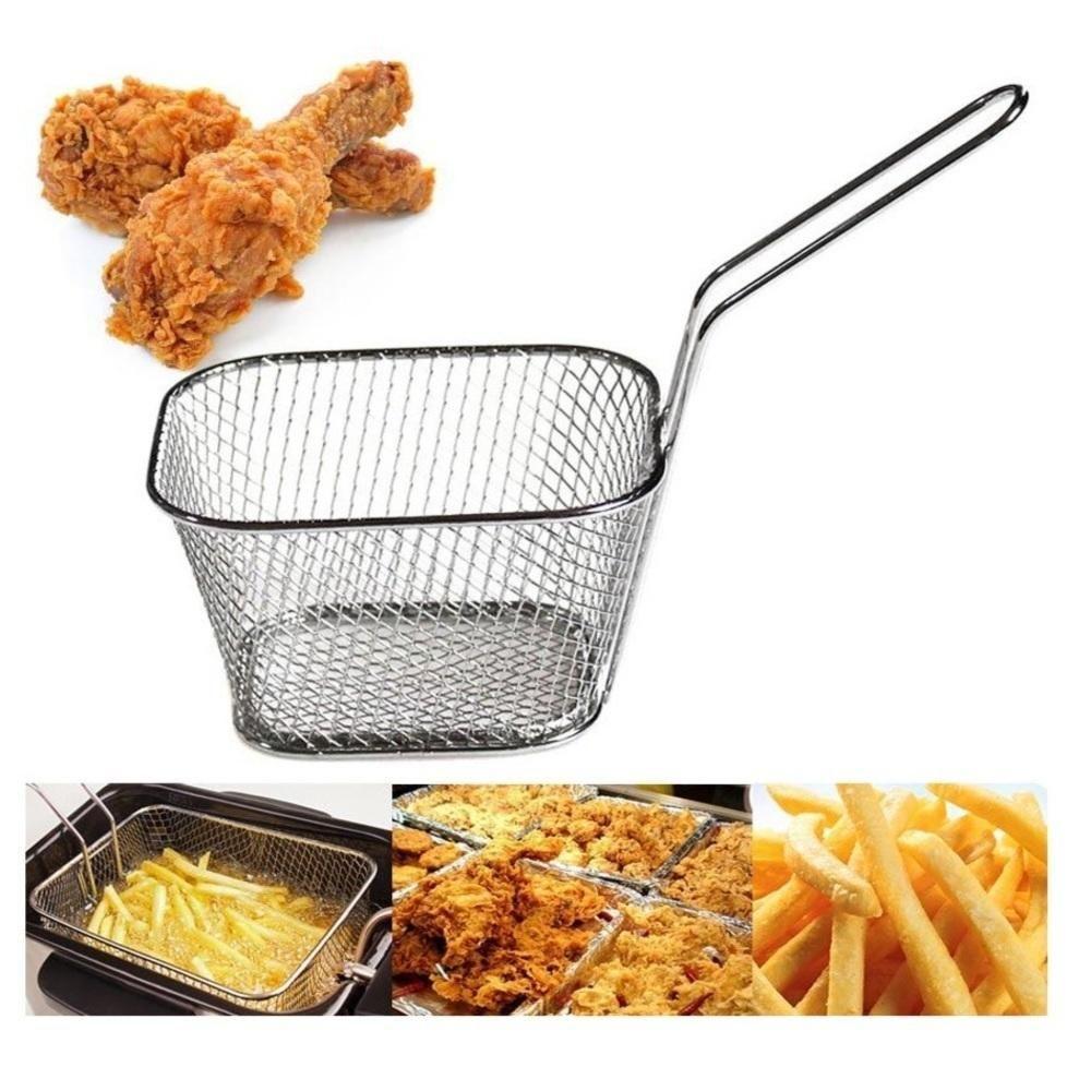 Mini Cesto Frituras Inox Batata Frita Rustica Frango Servir Porcoes Aperitivos Churros Multiuso Mesa Lanchonete Restaura - 1