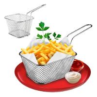 Mini Cesto Frituras Inox Batata Frita Rustica Frango Servir Porcoes Aperitivos Churros Multiuso Mesa Lanchonete Restaura