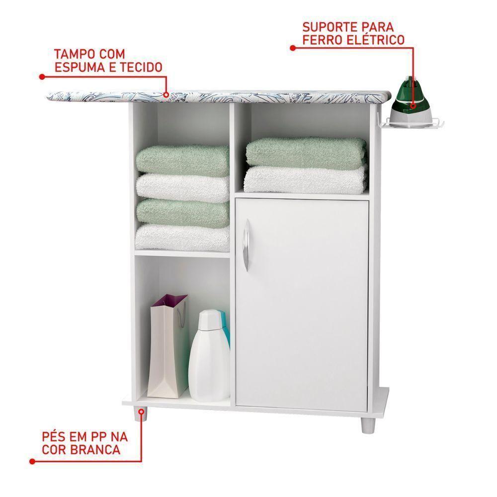 Tábua De Passar Roupa Com 1 Porta Florence Branca Notável Móveis Branca - 5