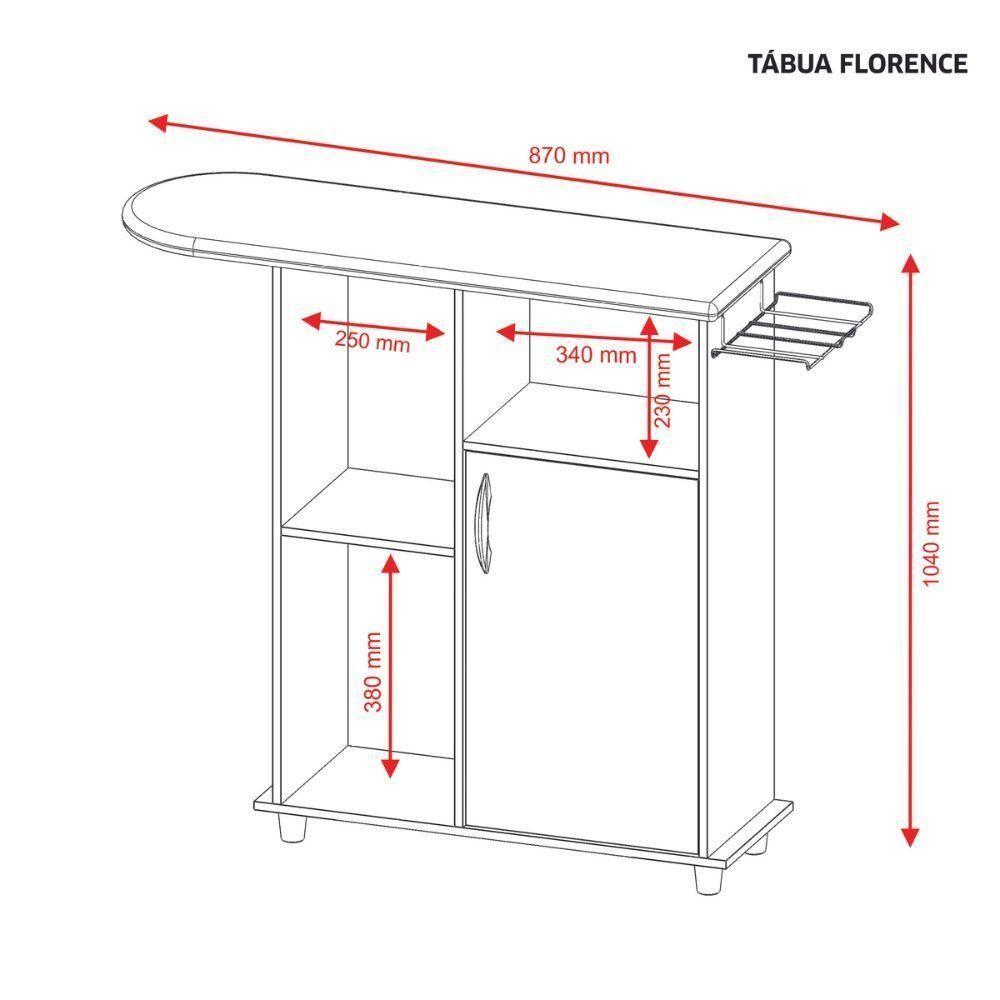 Tábua De Passar Roupa Com 1 Porta Florence Branca Notável Móveis Branca - 6