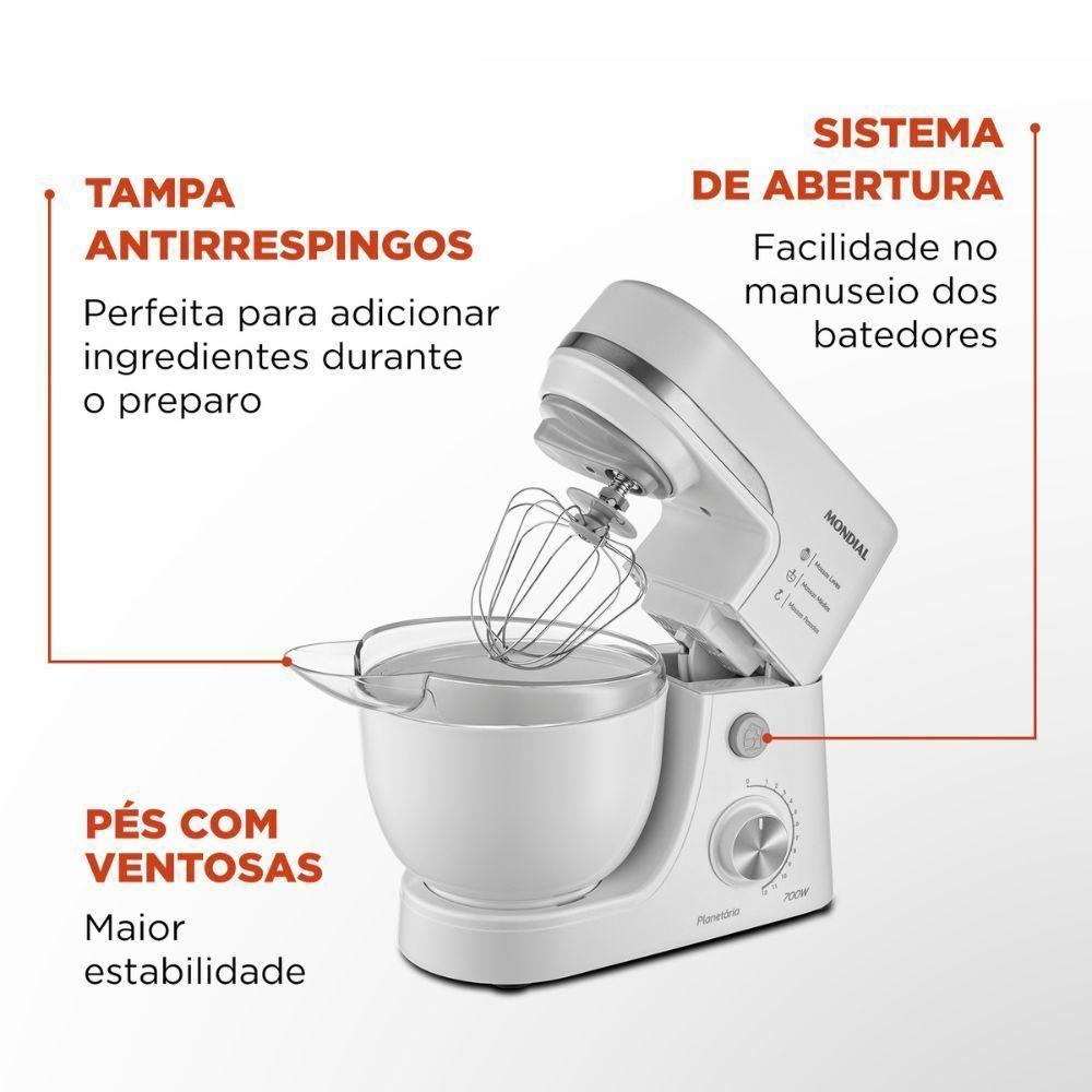 Batedeira Planetária 500W Mondial BP-03W 12 Velocidades Branco 220V - 6