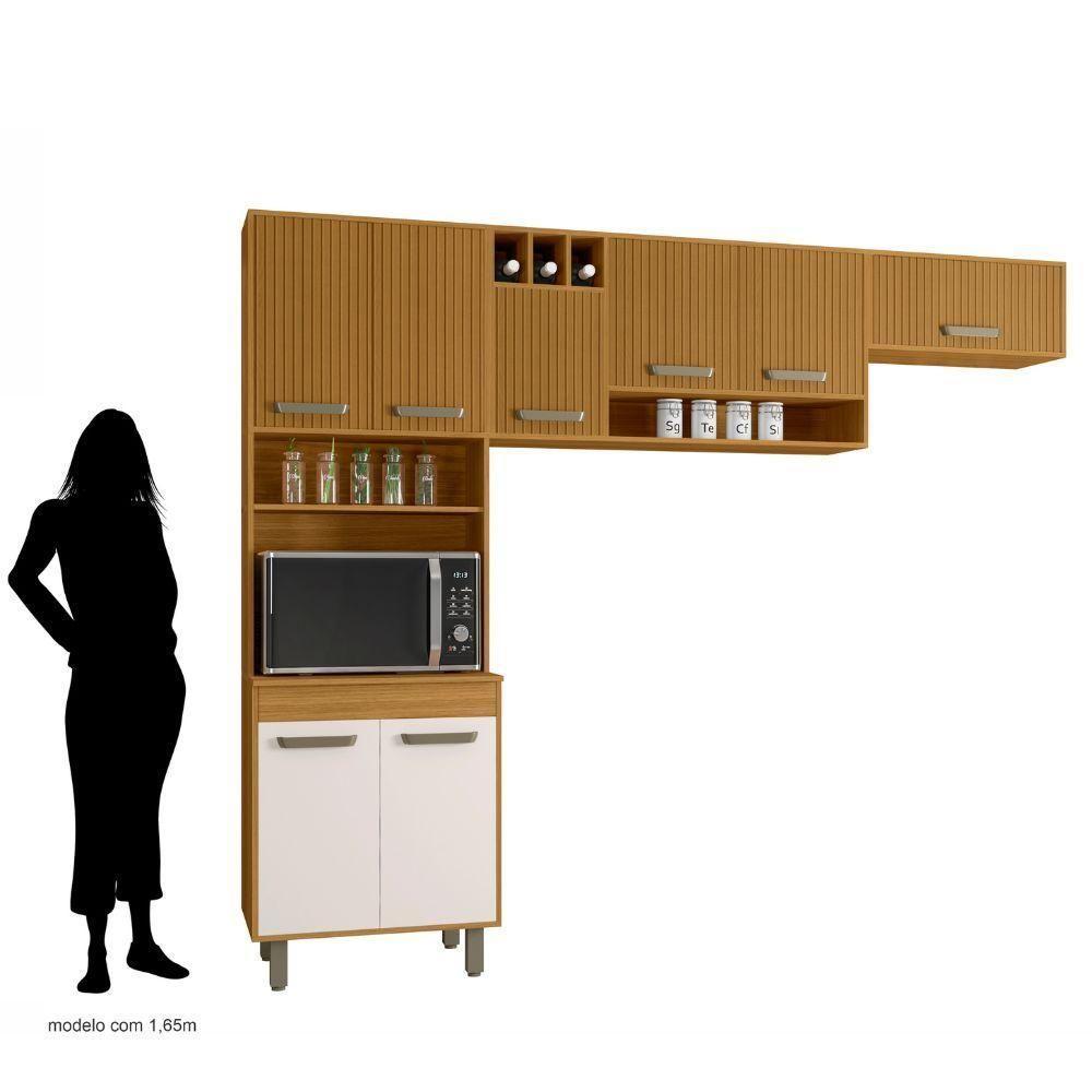 Cozinha Compacta 8 Portas Paneleiro Duplo Malta Ripado Poliman Móveis Freijo - 6