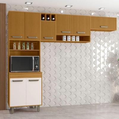 Cozinha Compacta 8 Portas Paneleiro Duplo Malta Ripado Poliman Móveis Freijo