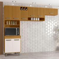 Cozinha Compacta 8 Portas Paneleiro Duplo Malta Ripado Poliman Móveis Freijo - 1