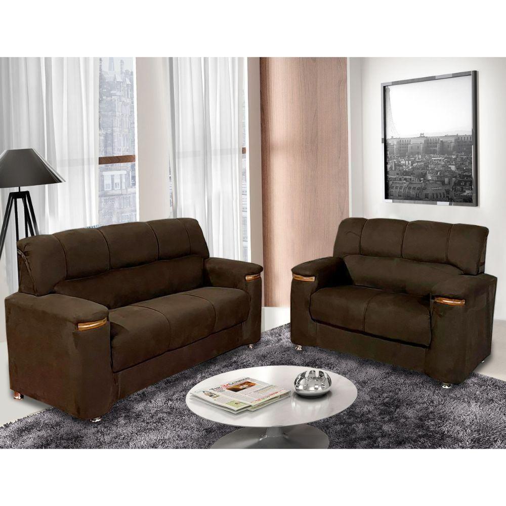 Conjunto De Sofá 3x2 Lugares Styllus Café Bello Estofados Inca Marrom - 1