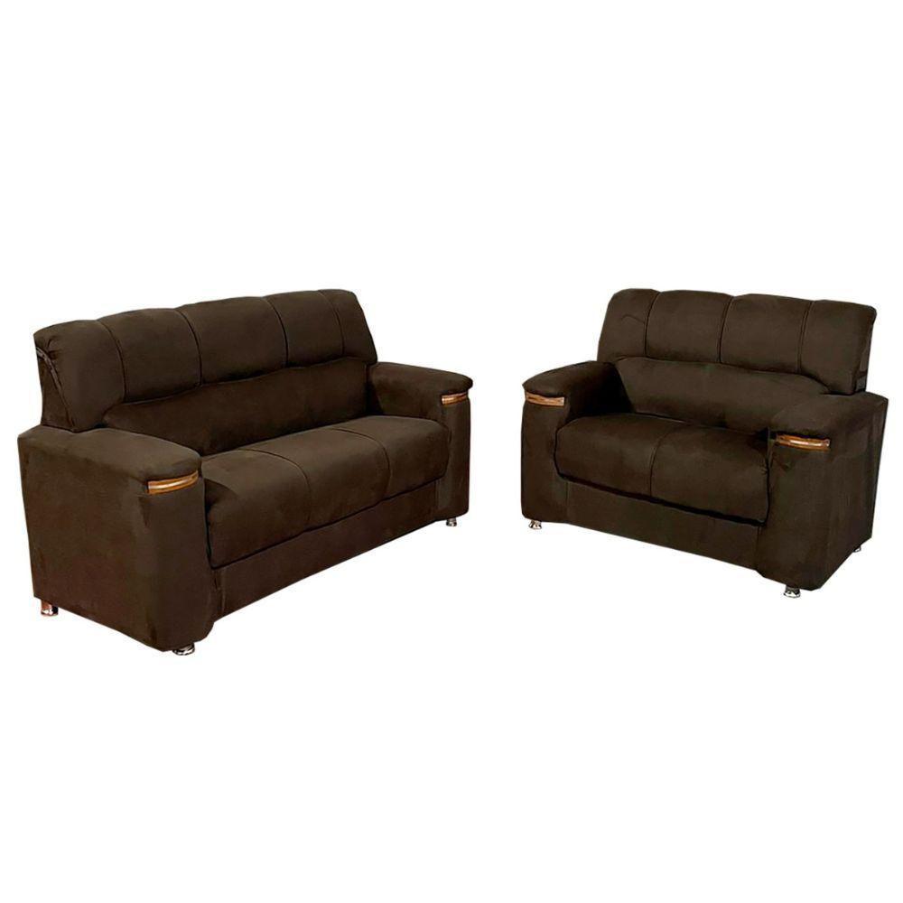 Conjunto De Sofá 3x2 Lugares Styllus Café Bello Estofados Inca Marrom - 2