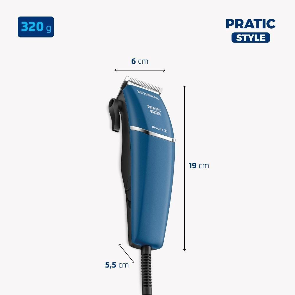 Cortador De Cabelo Pratic Style Mondial CR-10-BI Azul Bivolt - 4