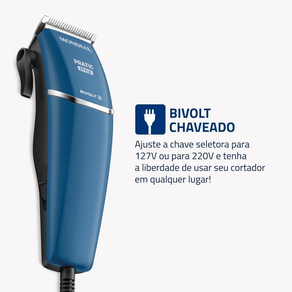 Cortador De Cabelo Pratic Style Mondial CR-10-BI Azul Bivolt - 6