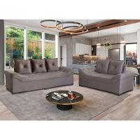 Conjunto De Sofá 3x2 Lugares Cinza Italia Design Estofados - 1