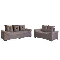 Conjunto De Sofá 3x2 Lugares Cinza Italia Design Estofados - 2