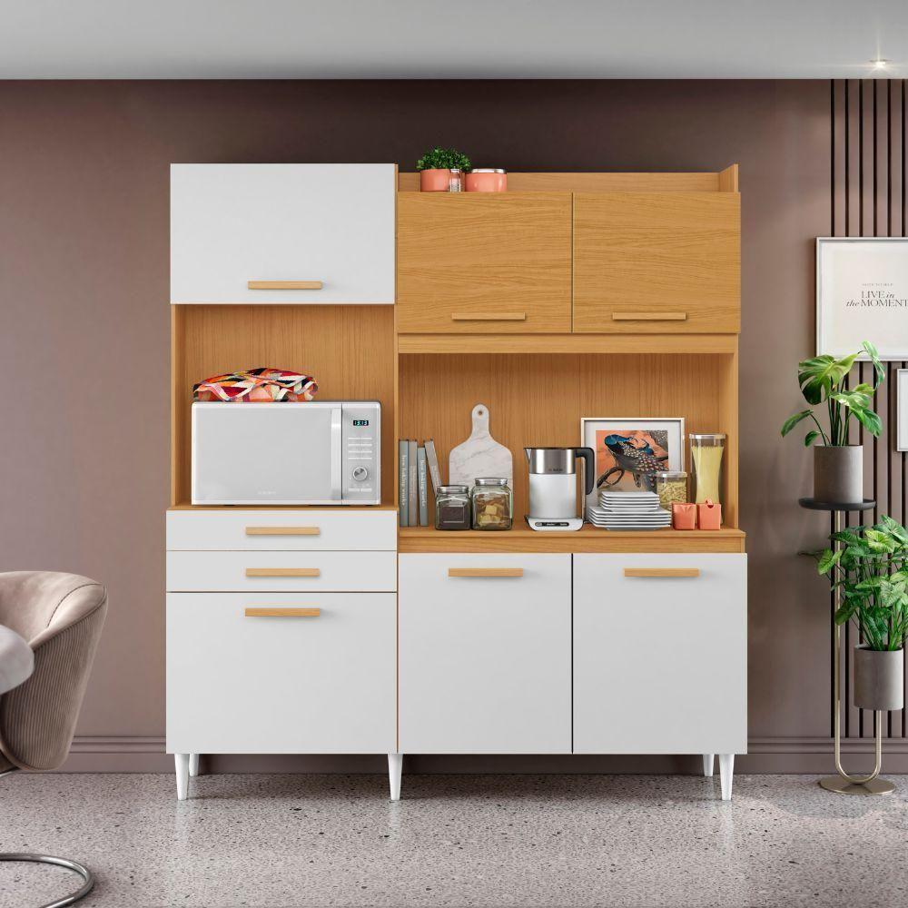 Armário De Cozinha 6 Portas 2 Gavetas Selena Cinamomo-branco Aramóveis - 1