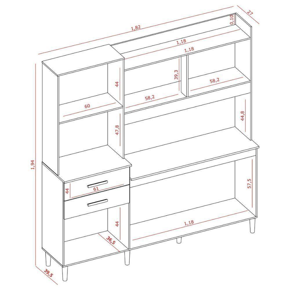 Armário De Cozinha 6 Portas 2 Gavetas Selena Cinamomo-branco Aramóveis - 3