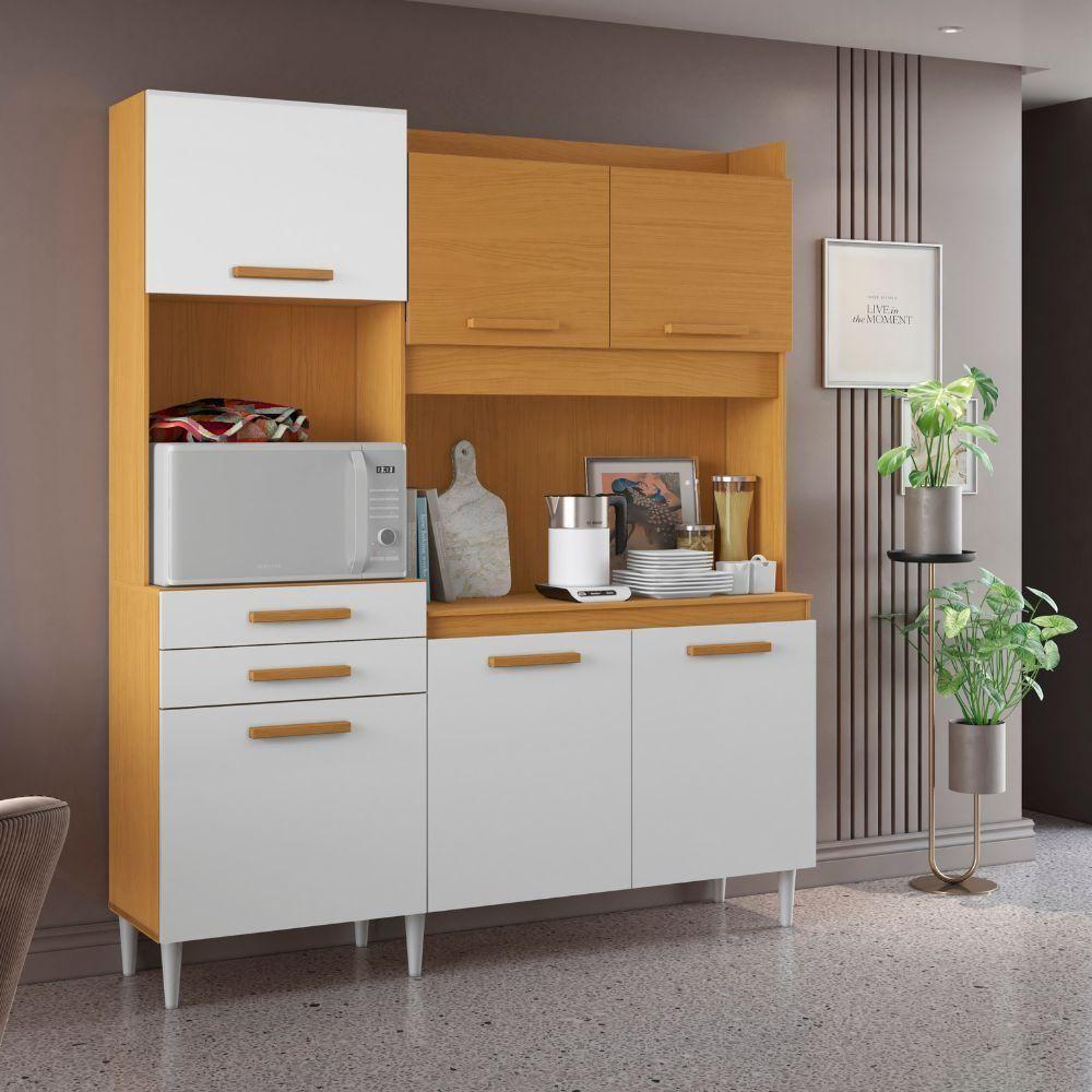 Armário De Cozinha 6 Portas 2 Gavetas Selena Cinamomo-branco Aramóveis - 4