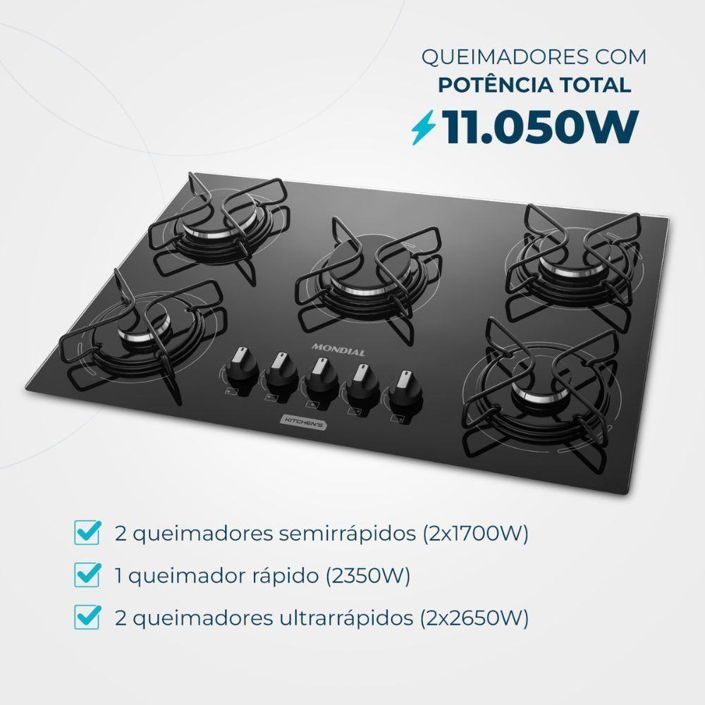 Cooktop 5 Bocas Mondial Automático CTG-02 Preto - 2