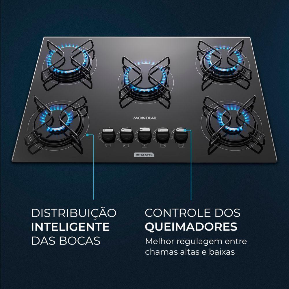 Cooktop 5 Bocas Mondial Automático CTG-02 Preto - 3