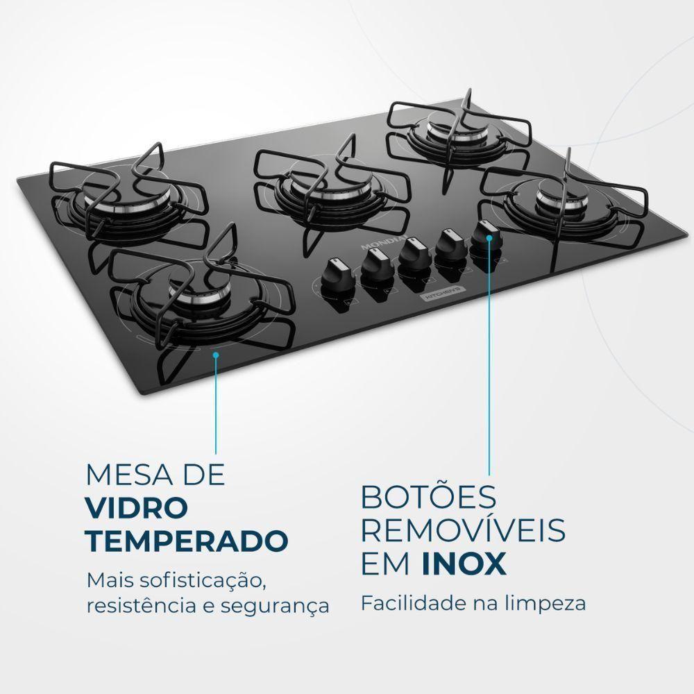 Cooktop 5 Bocas Mondial Automático CTG-02 Preto - 4