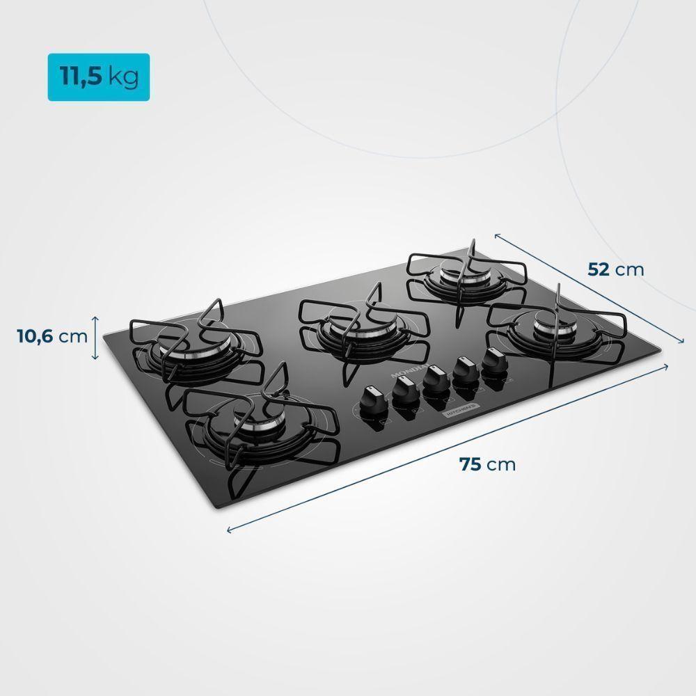 Cooktop 5 Bocas Mondial Automático CTG-02 Preto - 6