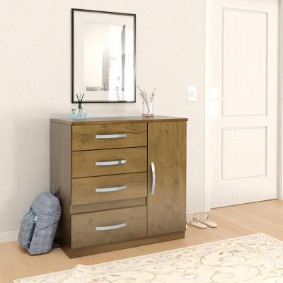 Cômoda 4 Gavetas 1 Sapateira Carvalho-avel Wood Vênus Moval Móveis Carvalho