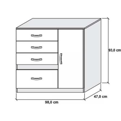 Cômoda 4 Gavetas 1 Sapateira Branca Vênus Moval Móveis Colorido