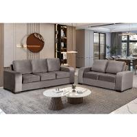 Conjunto De Sofá 3x2 Lugares Cinza Londres Design Estofados - 1