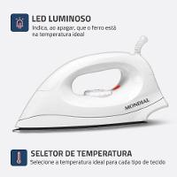 Ferro A Seco Mondial FSN-55 W 6 Temperaturas Branco 220V - 3