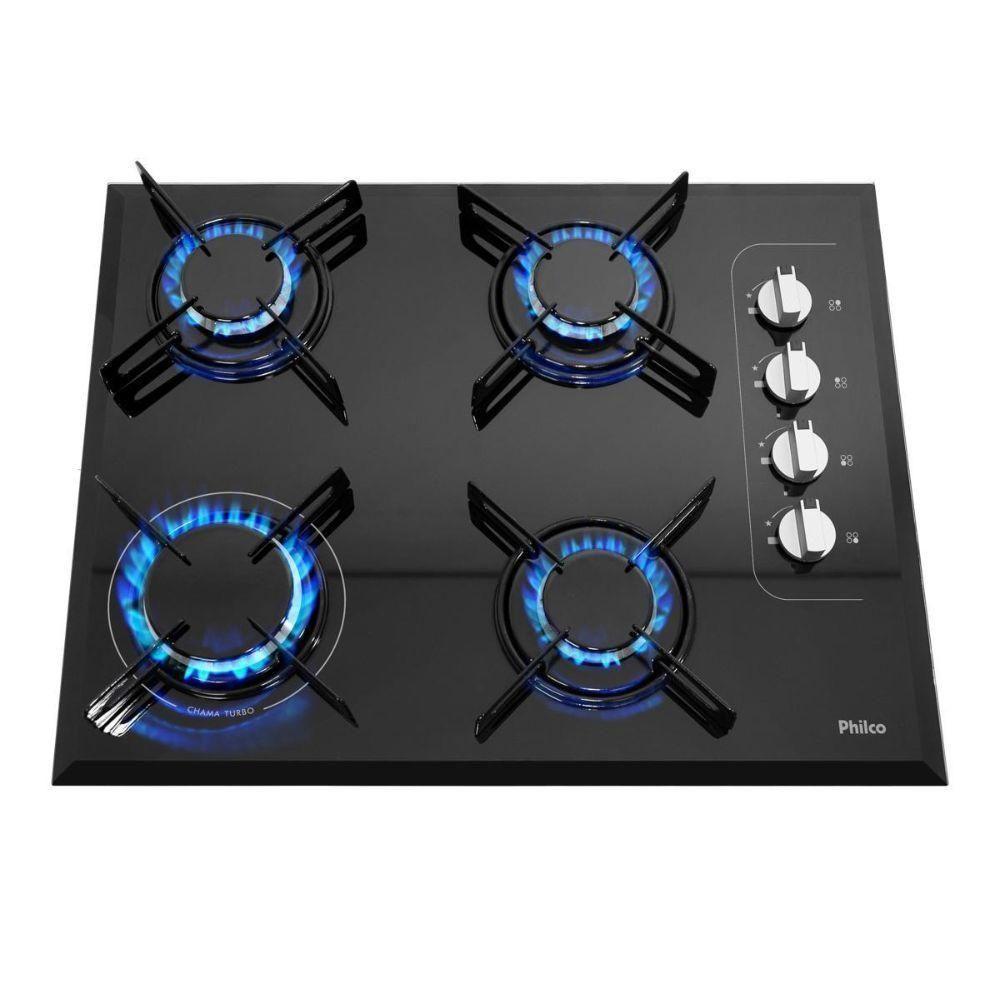 Cooktop 4 Bocas Philco Automático CHEF4 Vidro Temperado Bivolt Preto - 1