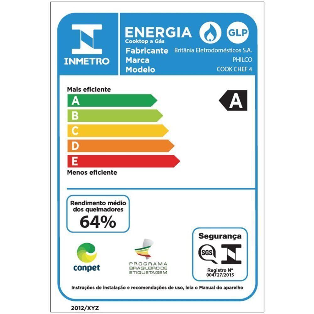 Cooktop 4 Bocas Philco Automático CHEF4 Vidro Temperado Bivolt Preto - 5