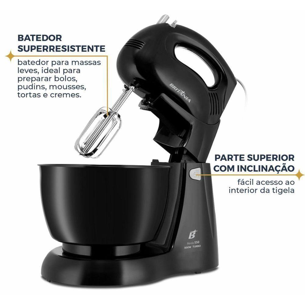 Batedeira 500W Britânia Pérola 4 Velocidades Preta 110V - 4