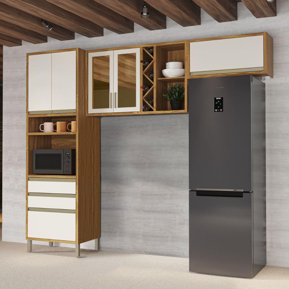 Cozinha Compacta 6 Portas 2 Gavetas Amêndoa-off White Tempranillo Móveis Ronipa - 1