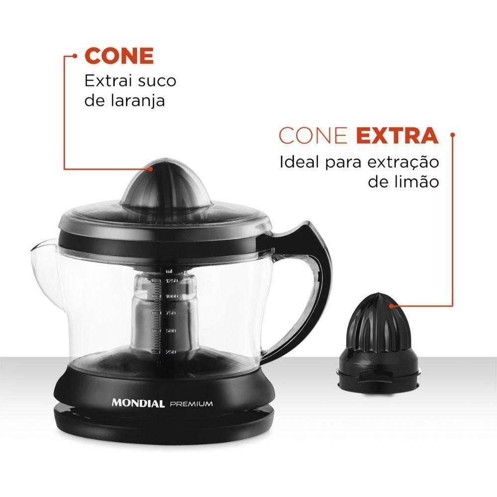 Espremedor De Frutas Mondial 1,2L 30W Premium E-02 Preto 220V - 3